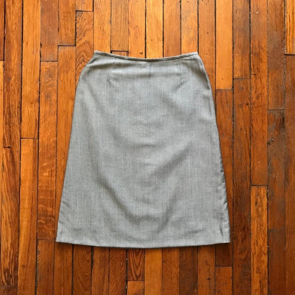 Vintage 90s‎ Givenchy Boutiques Women Light Grey Black Stitch High Waist Skirt